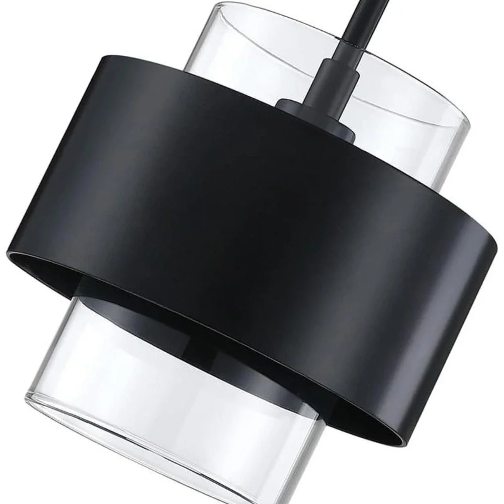 3 Pack 1 Light Hanging Kitchen Island Modern Industrial Farmhouse Glass and Blac